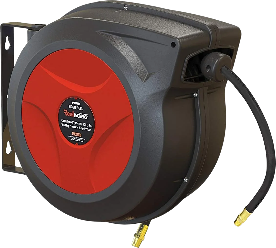 ReelWorks 3/8 in. x 100 ft. Hand Crank Air Compressor Hose Reel