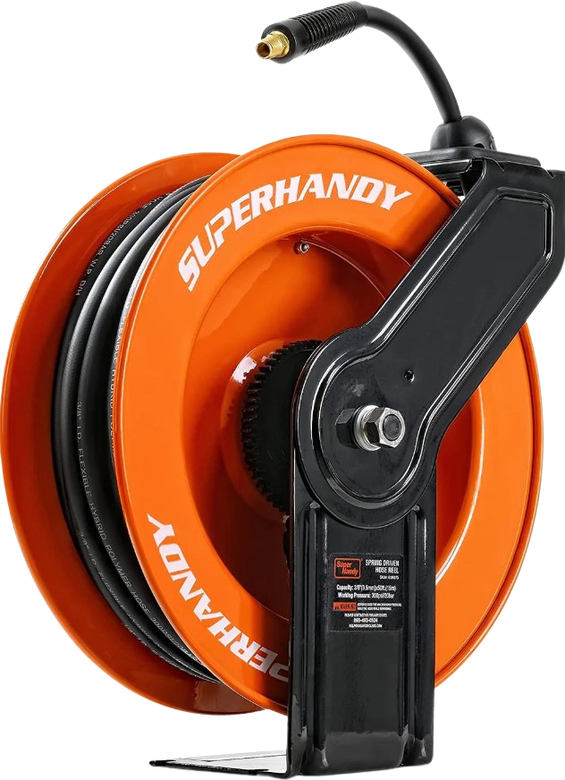 Goodyear Mountable Retractable Air Hose Reel - 3/8 x 50' Ft, 3' Ft Lead-In  Hose, 1/4 NPT Connections 