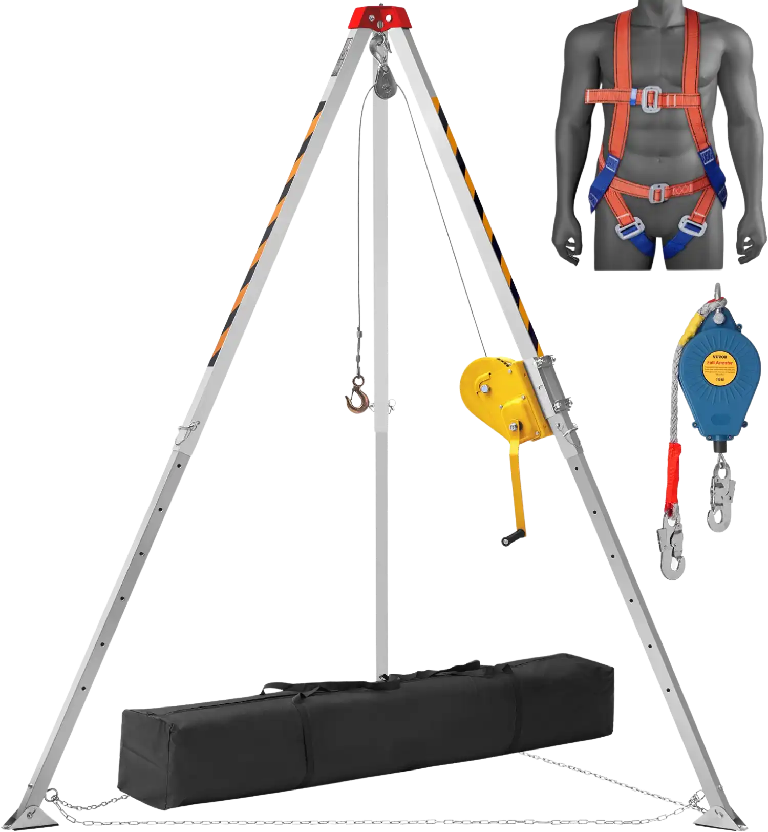 Vevor Confined Space Tripod Kit 2600 Lbs. Winch 8' Legs 98'