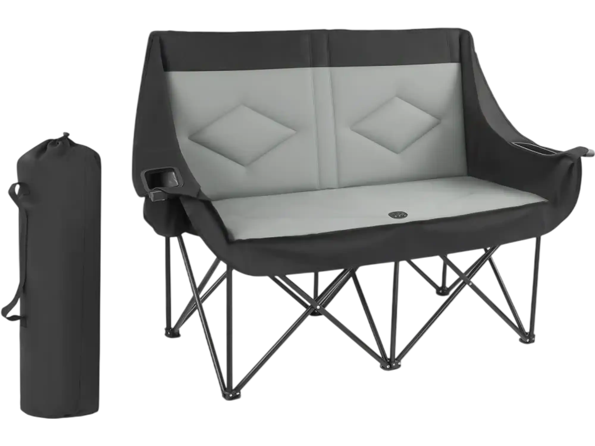 VEVOR Double Camping Chair Oversized Two Person Camp Chair with 660 lbs Heavy Duty Support with Dual Cup Holders Glass Holders Magazine Straps