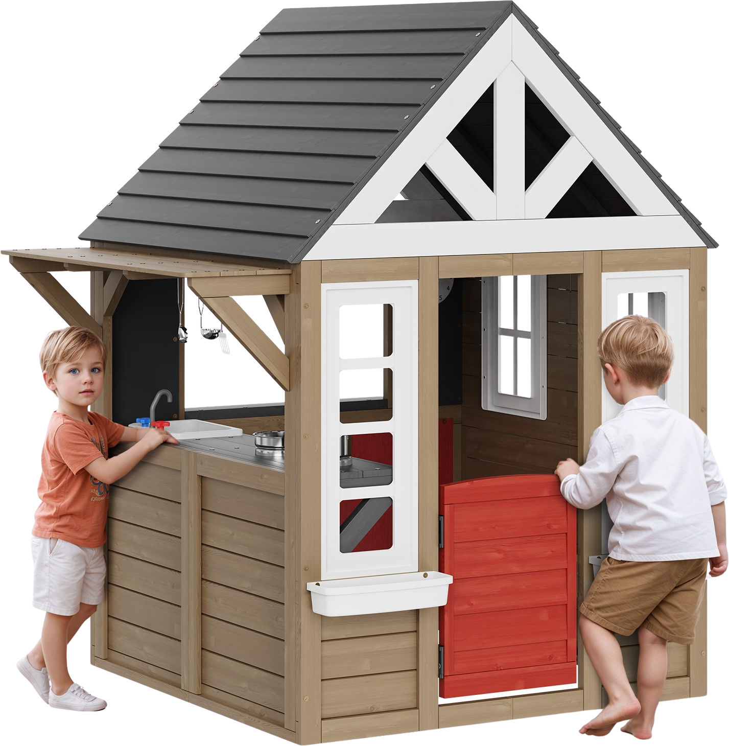 Vevor Outdoor Wooden Playhouse for Kids 55