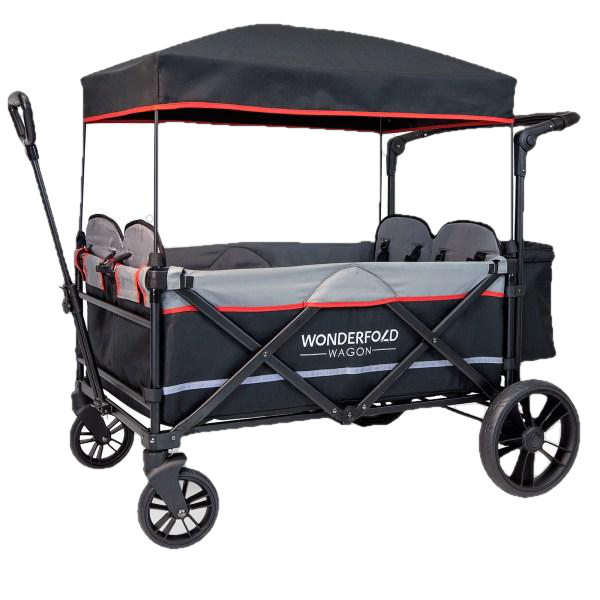 WonderFold Baby X4 Push Pull 4 Passenger Quad Stroller Wagon Black New FactoryPure