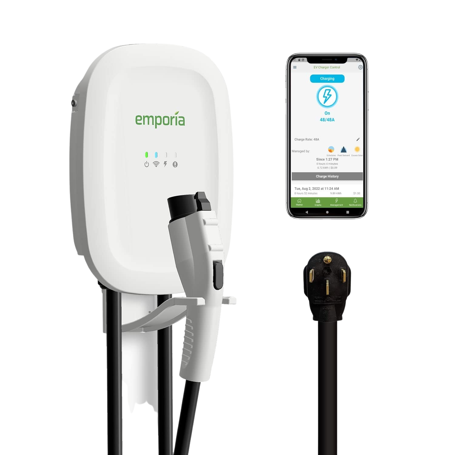 MEGEAR Level 1-2 EV Charger(100-240V,16A) Portable EVSE Home Electric  Vehicle Charging Station(NEMA6-20 with Adapter for NEMA5-15) : :  Car & Motorbike