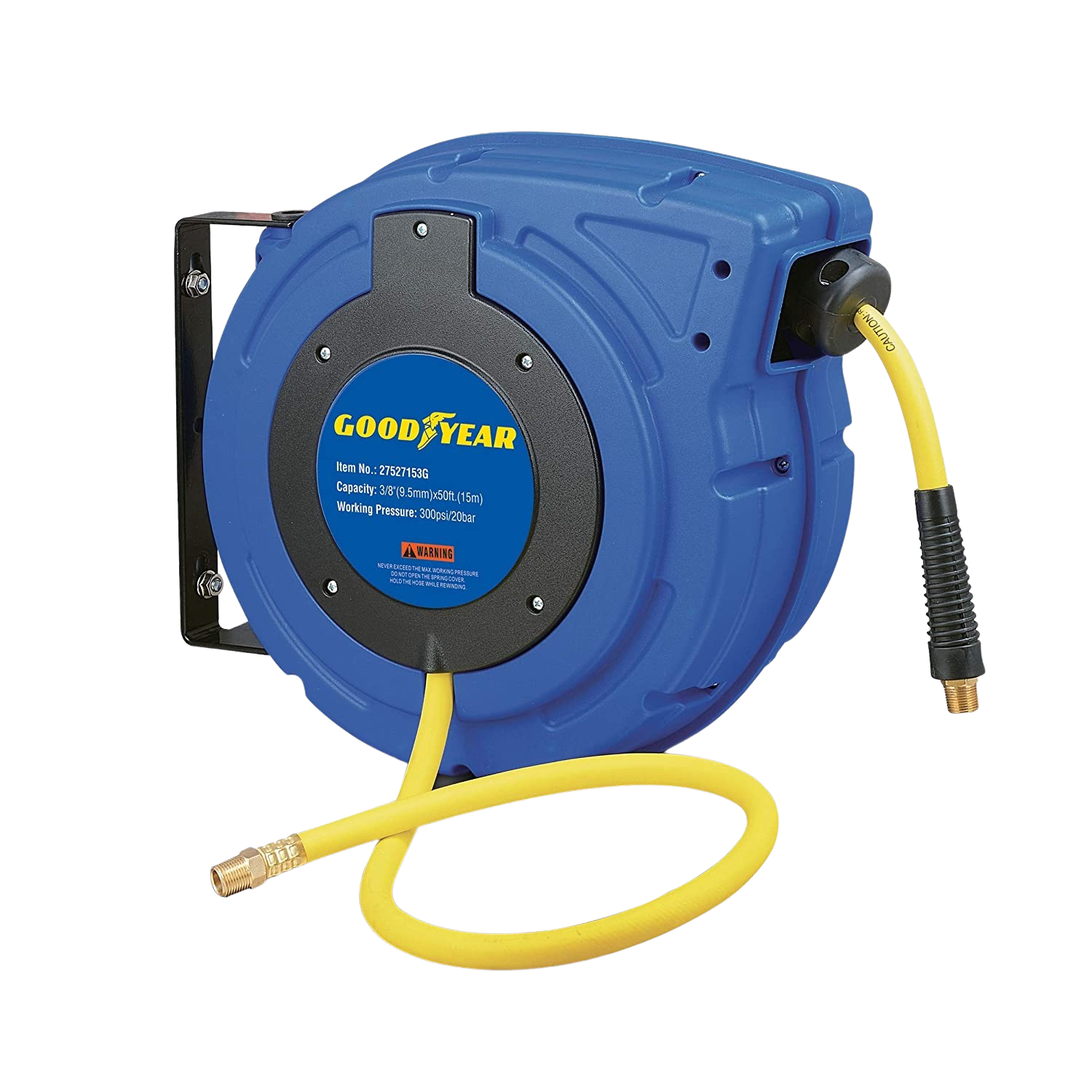 Ironton Compact Air Hose Reel, With 3/8in. x 50ft. Hybrid Polymer Hose,  Max. 300 PSI