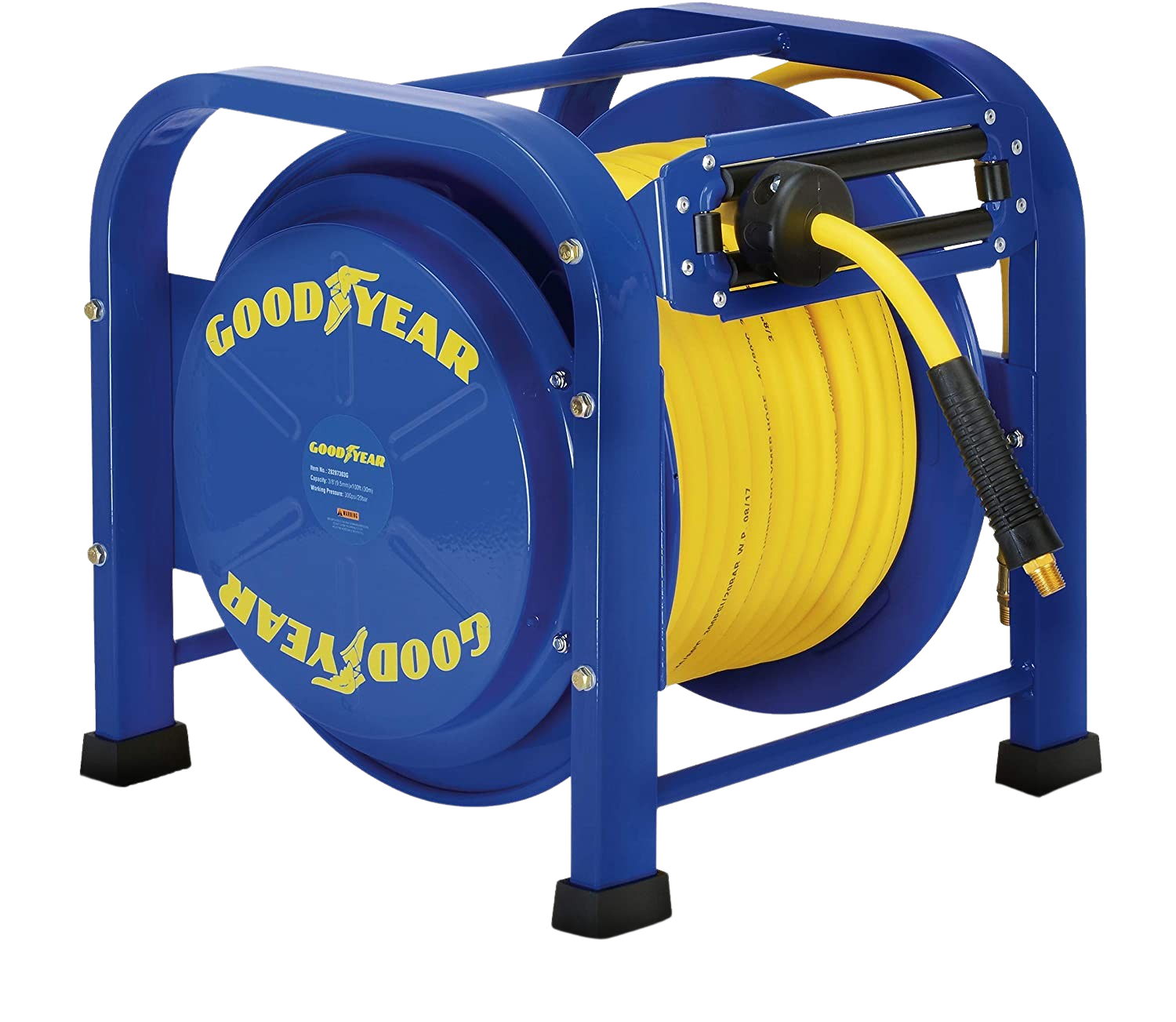 Goodyear 3/8 x 100' 3/8 MNPT Connections Portable Industrial Retractable Air Hose Reel New 28287303G