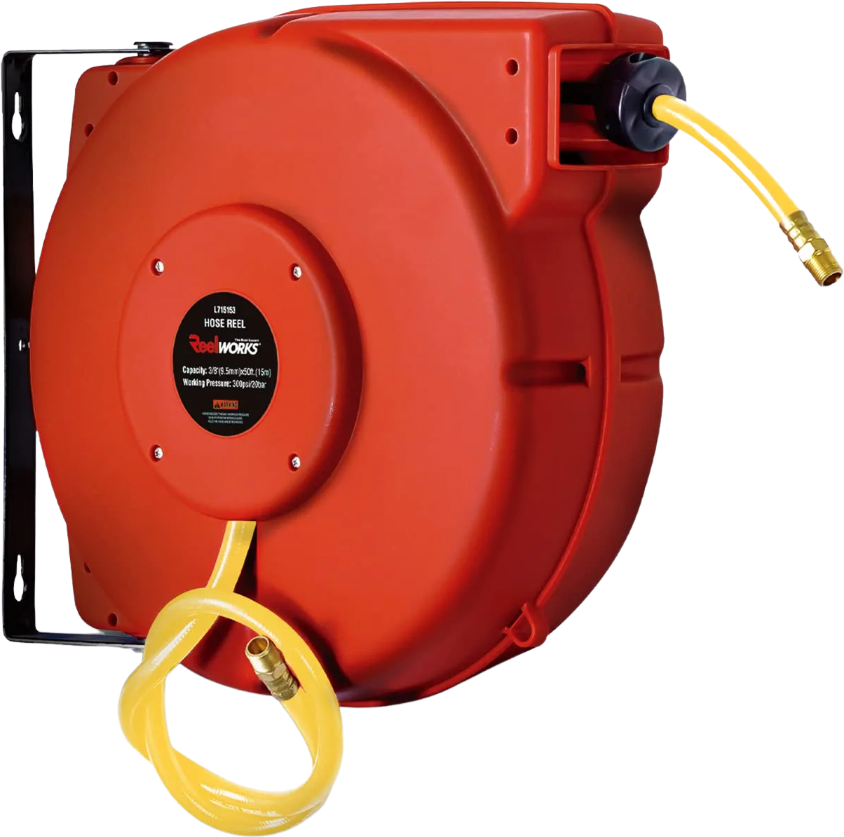 VEVOR Retractable Air Hose Reel, 3/8 IN x 50 FT Hybrid Air Hose Max 300PSI,  Air Compressor Hose Reel with 5 ft Lead in, Ceiling/Wall Mount Enclosed Air  Reel, 180° Swivel Mount 
