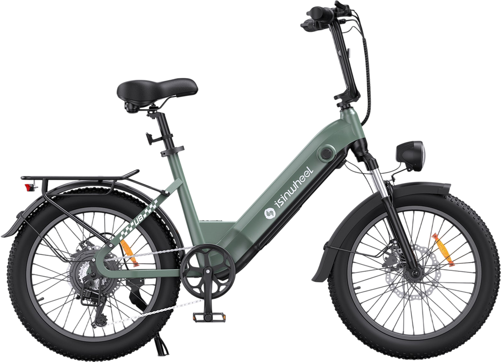 isinwheel U8 Electric Bike for Adults - Green (side view)