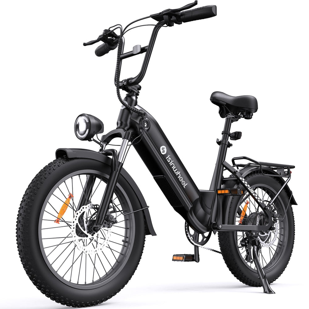 isinwheel U8 Electric Bike for Adults - Black (front 3/4 view)
