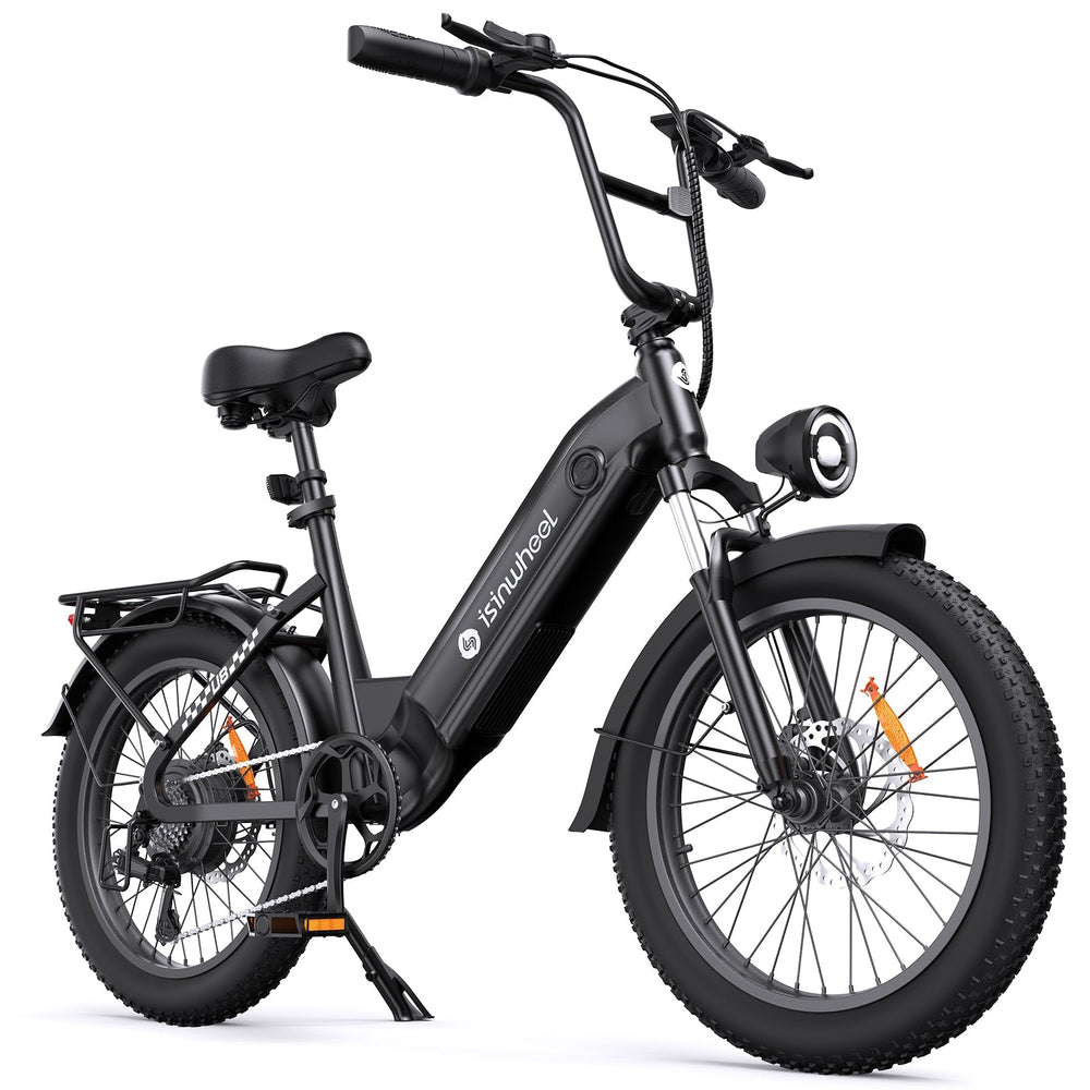 isinwheel U8 Electric Bike for Adults - Black (angled view)