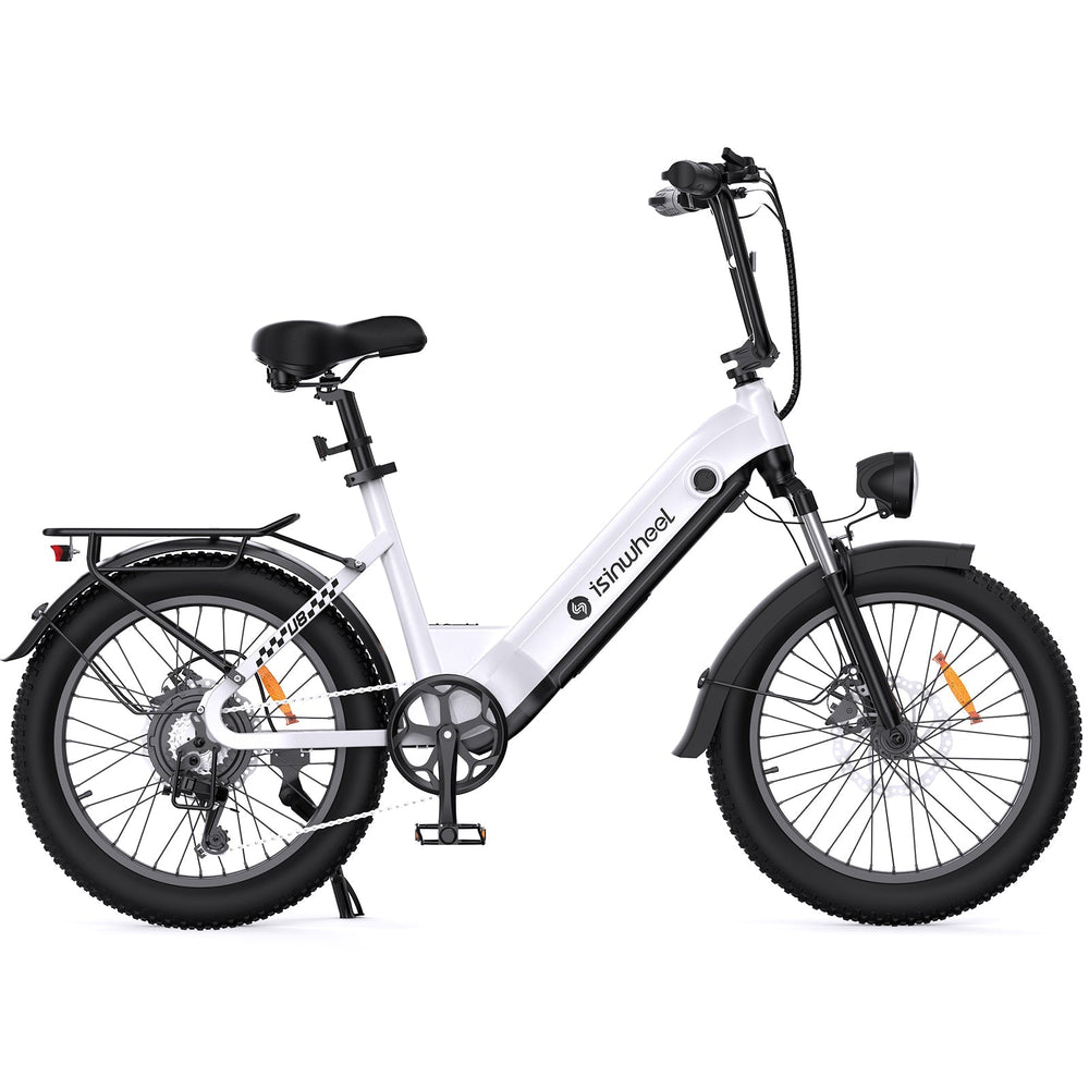 isinwheel U8 Electric Bike for Adults - White (side view)