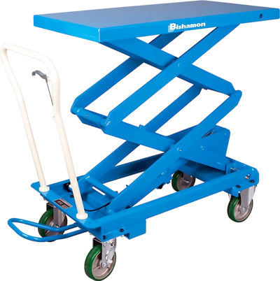 Bishamon BX-50W MobiLift Industrial Mobile Lift Table Double Scissor Manual 1,100 Lbs Load New