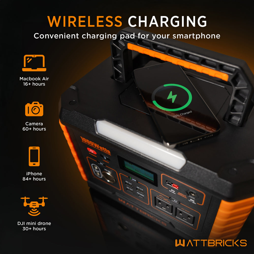 WattBricks MP1000 Portable Power Station Solar Generator 1000W 999Wh New