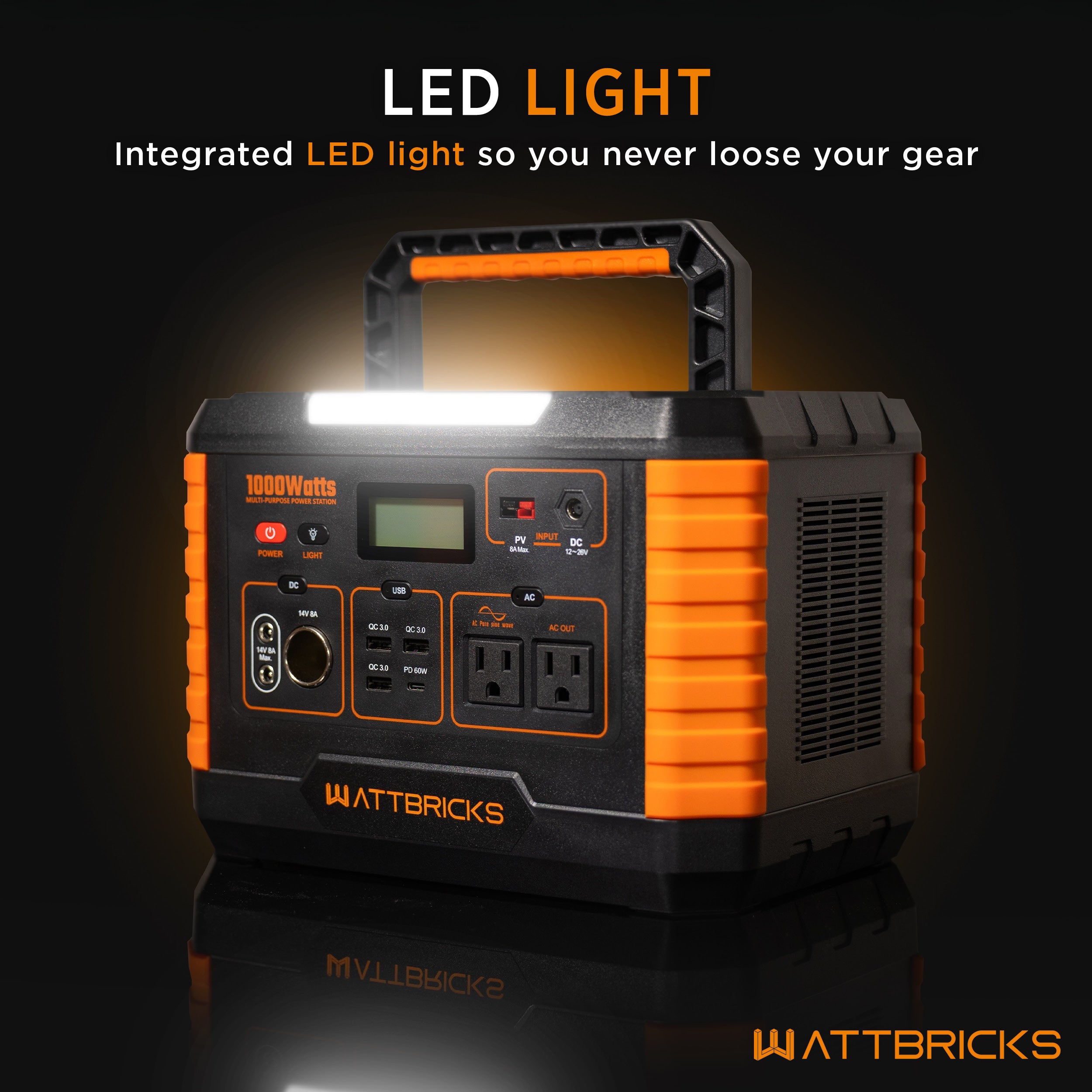 WattBricks MP1000 Portable Power Station Solar