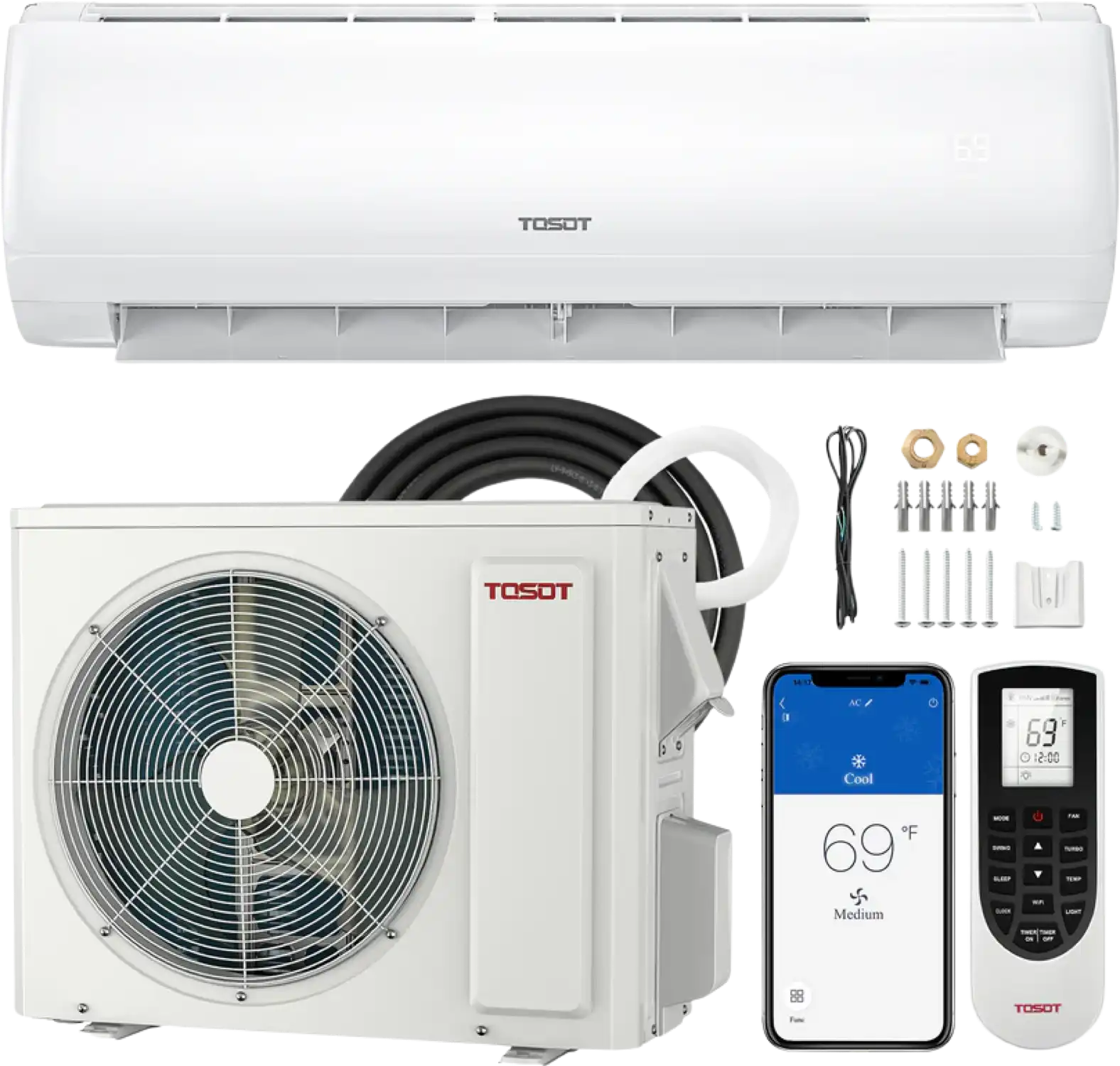 Tosot Mini-Split Air Conditioner with Heat Pump & WiFi 9,000 BTU 230V New