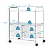 Rolling storage cart rack with 4 drawers and 2 mesh shelves, made of steel, ideal for kitchen and office organization.