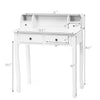 White writing desk with 4 drawers and detachable storage cabinet, perfect for dressing or writing in any decor.