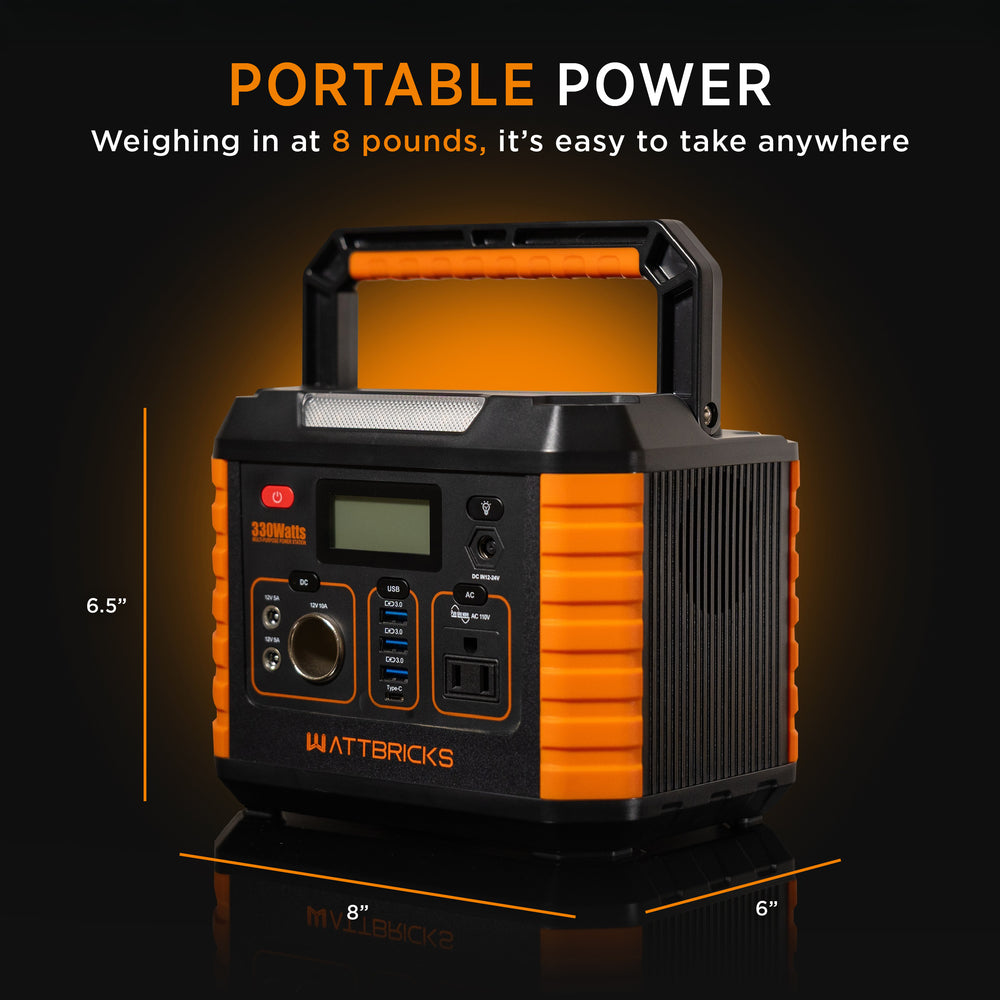WattBricks MP330 Portable Power Station Solar Generator 330W 288Wh New