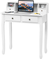 White writing desk with 4 drawers and detachable storage cabinet, perfect for dressing or working in any home decor.