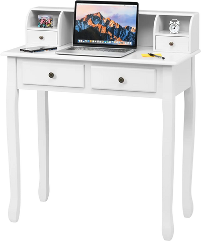 Costway Writing Computer Vanity Desk 4 Drawers 2-Tier 45967013 New