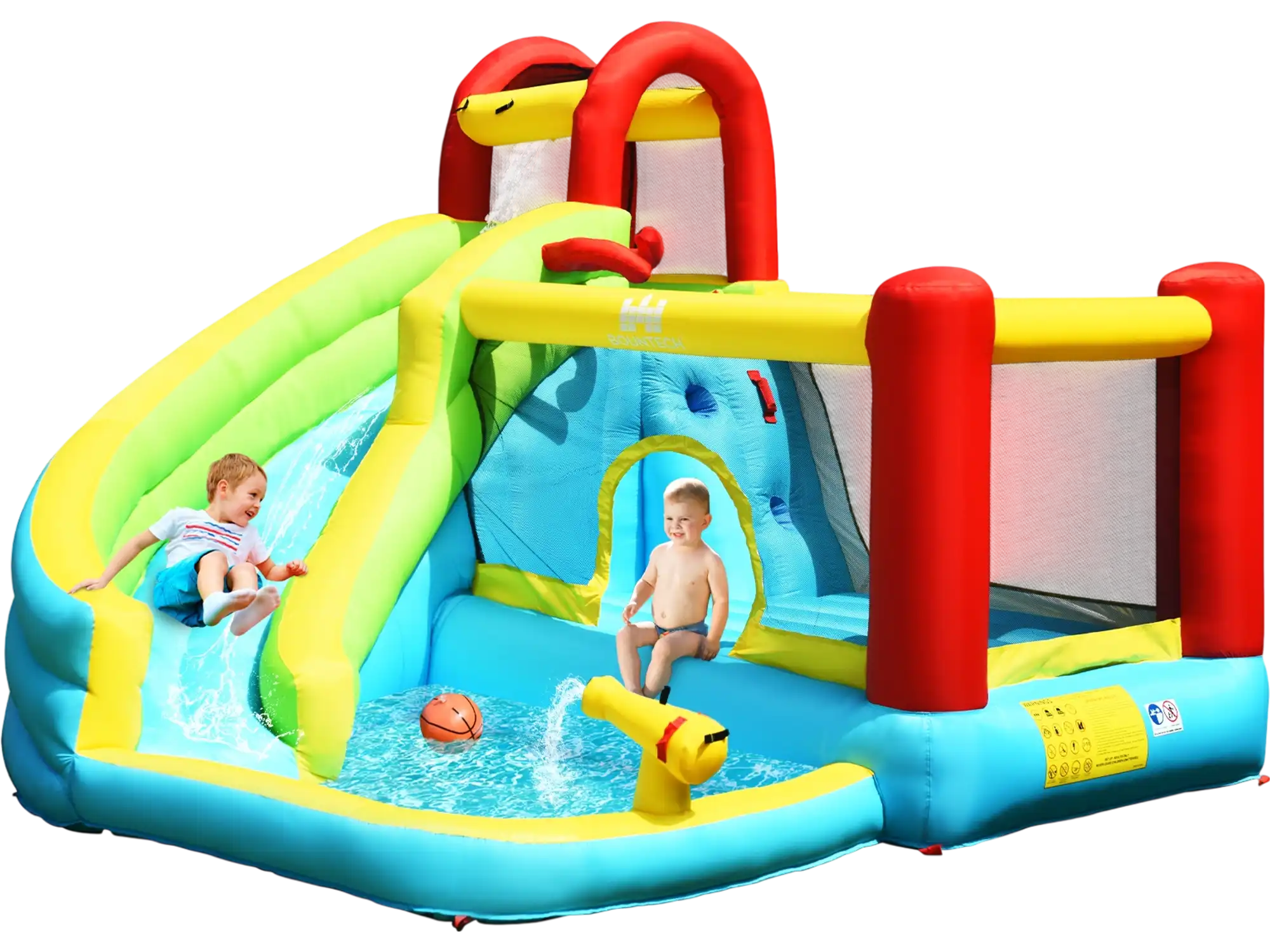Costway 6-in-1 Inflatable Bounce House Climbing Wall Basketball Hoop 03615294 New