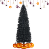 Black 6ft unlit artificial pencil tree with 520 branch tips, ideal for Halloween and festive decorations.