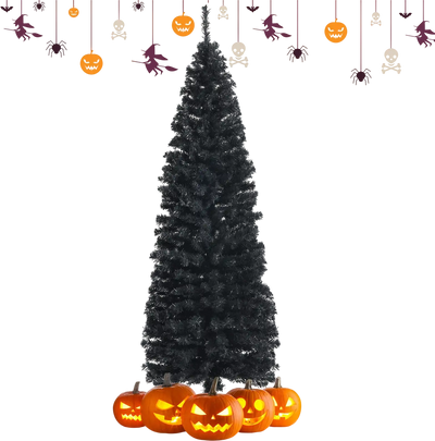 Costway 6' Unlit Artificial Halloween Christmas Pencil Tree w/ Metal Stand 43802751 New