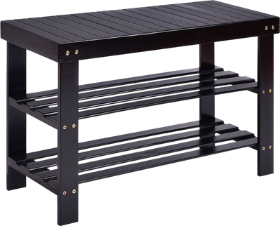 Costway 3-Tier Bamboo Shoe Rack Bench Entryway Storage 41309785 New