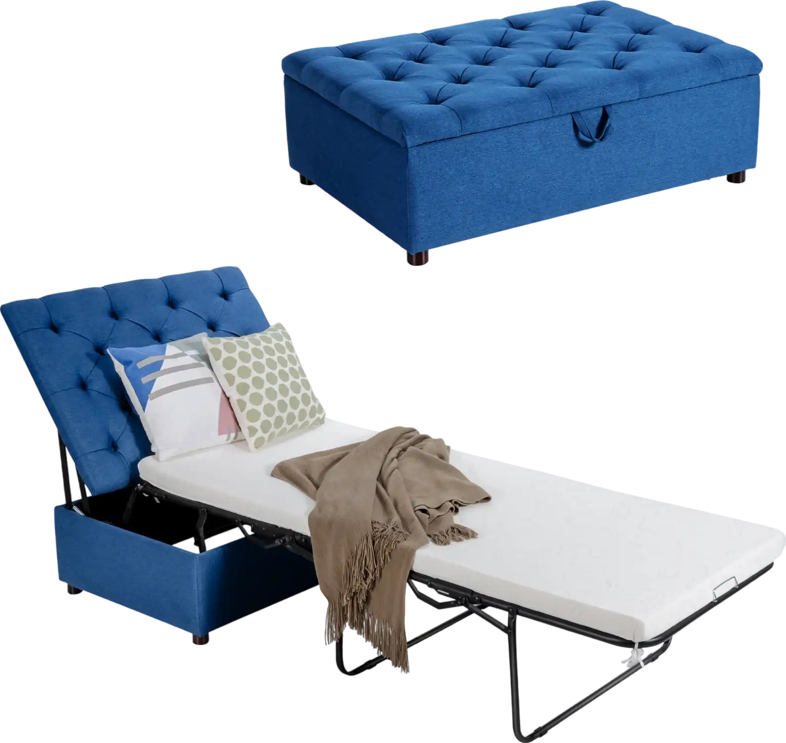 Costway Folding Ottoman Sleeper Bed with Mattress New