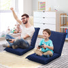 Adjustable navy floor chair in 6 positions, perfect for gaming or relaxing in living room or bedroom.
