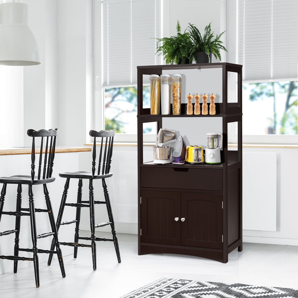 Bathroom Storage Cabinet with Drawer and Shelf Floor Cabinet-Espresso - Gallery View 1 of 10