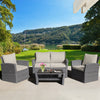 4 Pieces Patio Rattan Furniture Set Sofa Table with Storage Shelf Cushion-Khaki - Gallery View 1 of 14