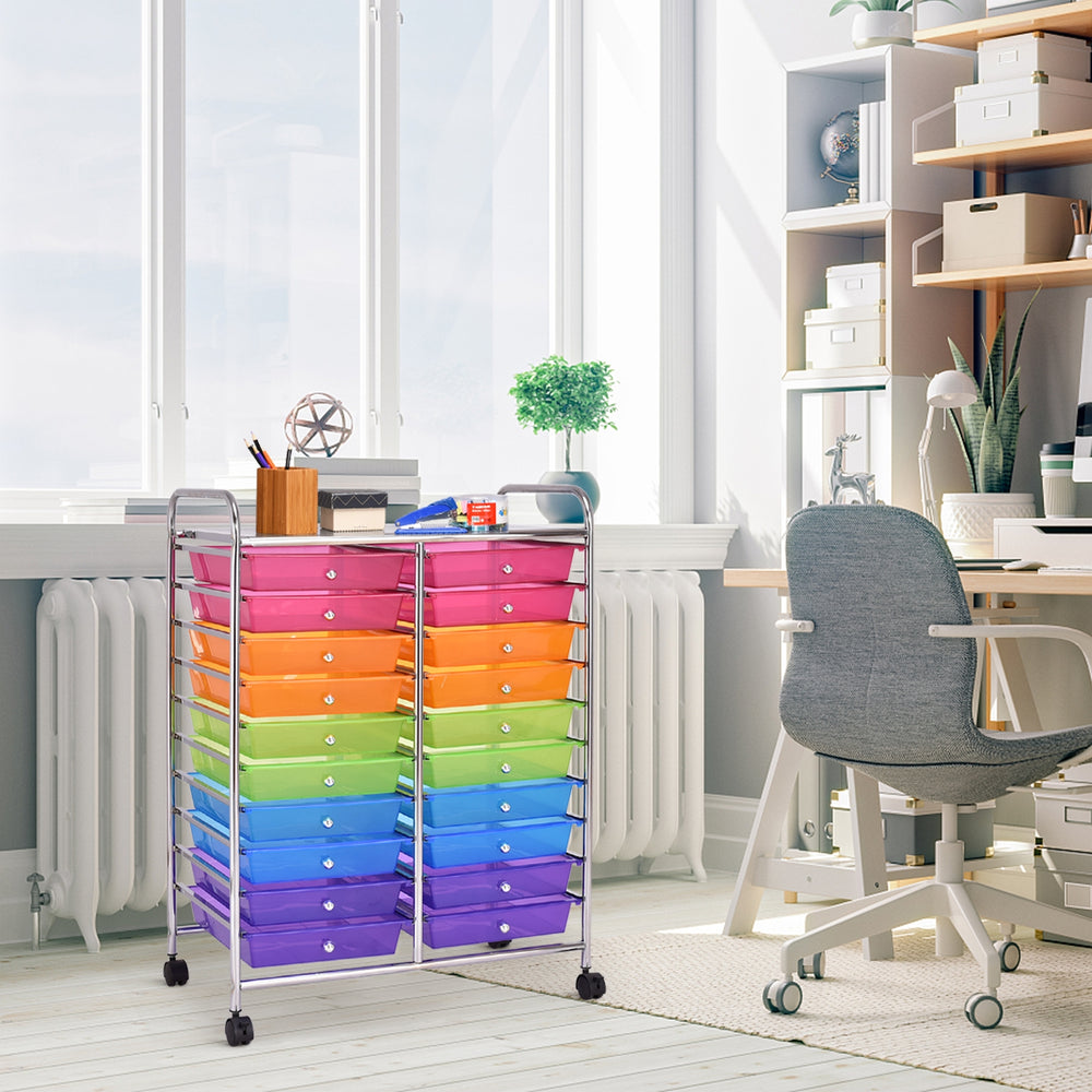 20 Drawers Storage Rolling Cart Studio Organizer-Multicolor - Gallery View 1 of 10