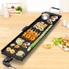 Extra large 35" electric griddle with adjustable temperature, featuring a non-stick surface and removable drip tray for.