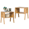 Bamboo nightstand set featuring a storage shelf, compact design, and sturdy construction for versatile home use.