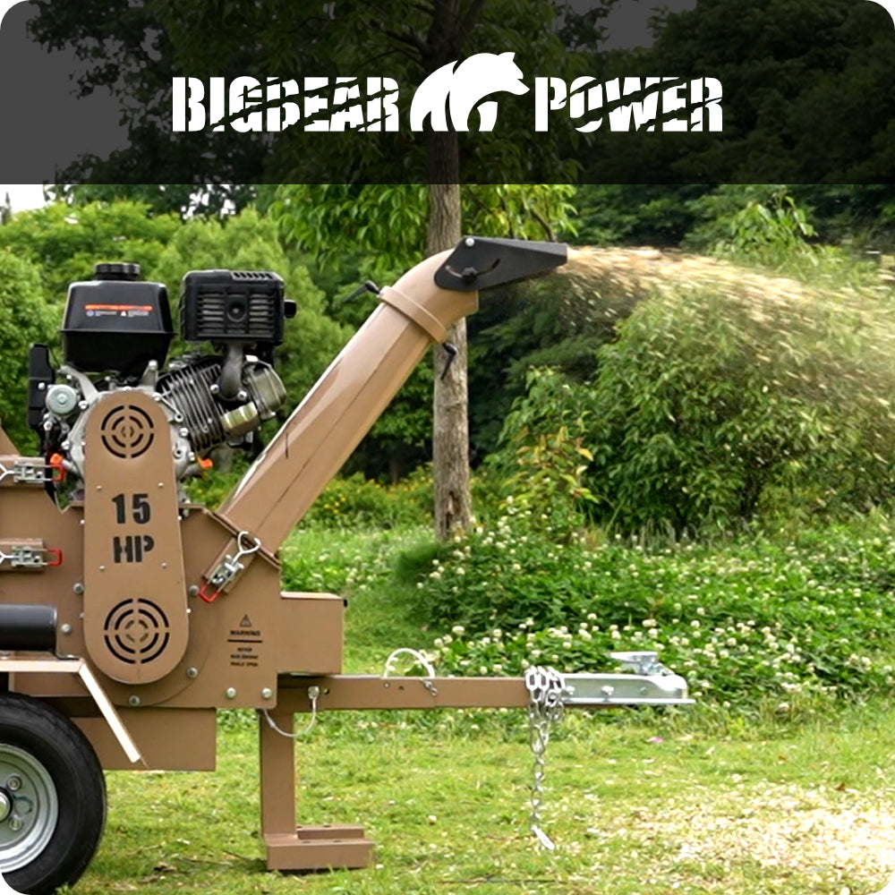 BigBear Power BBC52 Tornadic Chipper 5" 15 HP Gas Powered Commercial Self Feeding Electric Start New