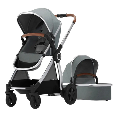 double stroller with bassinet on top Mompush Ultimate 2 Bassinet Compact Self Standing Fold Reversible UPF5 – FactoryPure