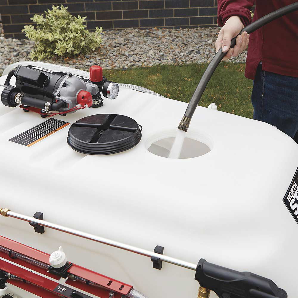 NorthStar Tow Behind Trailer Boom Broadcast and Spot Sprayer 101 Gallon Capacity 60 PSI 12V DC 7.0 GPM 282592 New