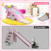 Toddler slide and rocking horse playset in pink, featuring a 104cm long slide and safe HDPE material for kids' play.