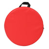 Red 15-inch round toddler floor cushion made of waterproof PU, lightweight for easy carrying, ideal for kids' play.
