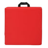 Red 15-inch square toddler floor cushion with ergonomic handle, made of waterproof PU and EPE foam for comfortable.