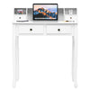 Stylish white writing desk featuring a sleek design and 4 drawers, perfect for home organization and dressing needs.