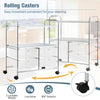 Rolling storage cart with 4 drawers and 2 shelves, featuring a sturdy steel frame and 360° rotating wheels for easy.