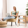 Bamboo nightstand sofa table with storage shelf, showcasing compact design and natural material for versatile use.