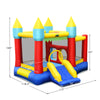Inflatable bounce slide jumping castle with dual jumping areas, slide, and colorful ocean balls for kids' fun.