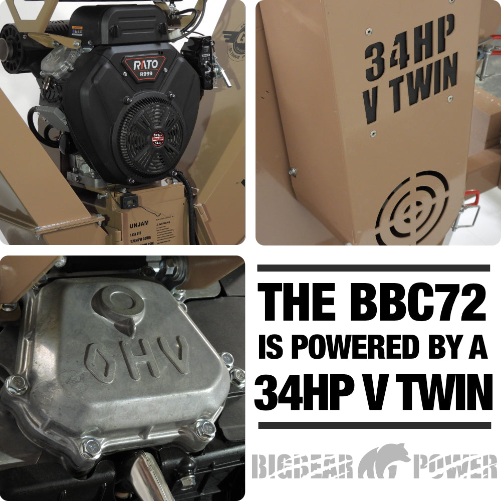 BigBear Power BBC72 Tornadic Chipper 7" 34 HP V-Twin Engine Gas Powered Commercial Self Feeding Electric Start New