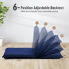 Adjustable 6-position navy floor chair showcasing its flexibility for comfortable seating in any room.