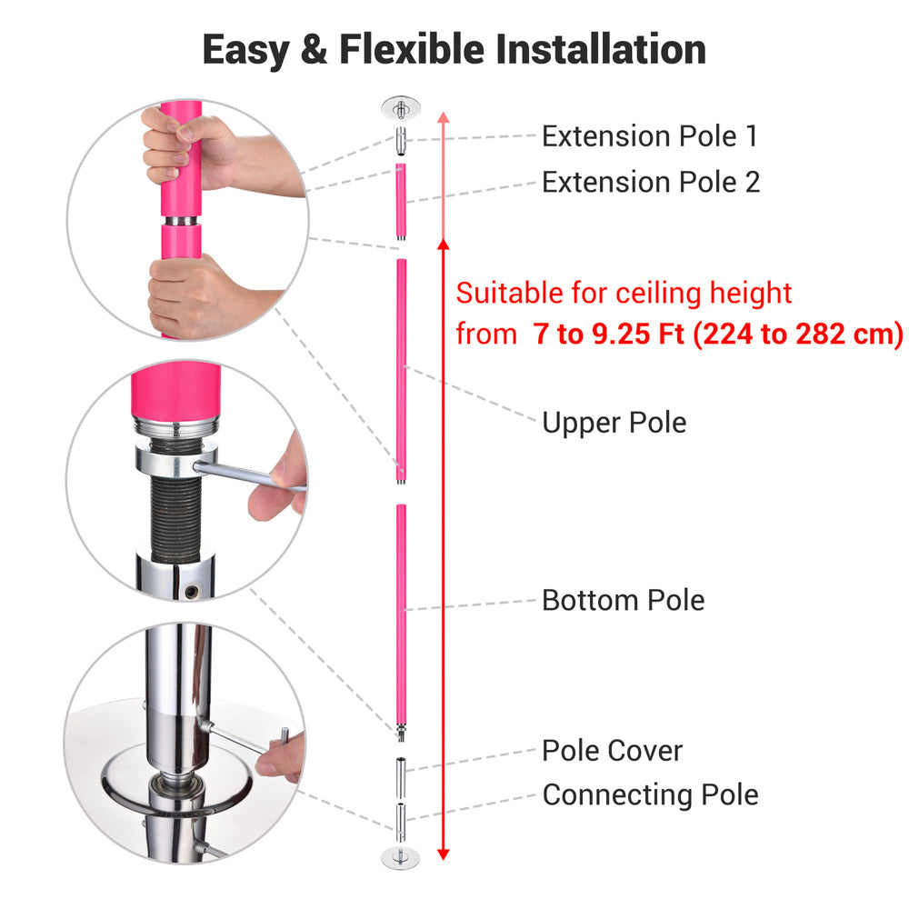 Yescom Portable Spinning Pole 9ft D45mm Silicone New