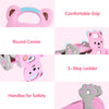 Toddler slide and rocking horse playset in pink with comfortable grip, round corners, and safety handles for kids.