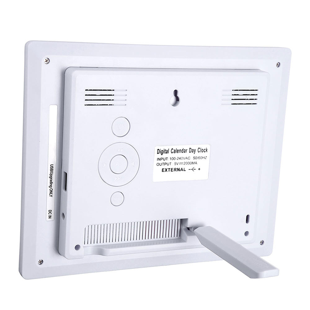 Yescom Digital Calendar Day Clock 8in 6-Alarm Black/White New