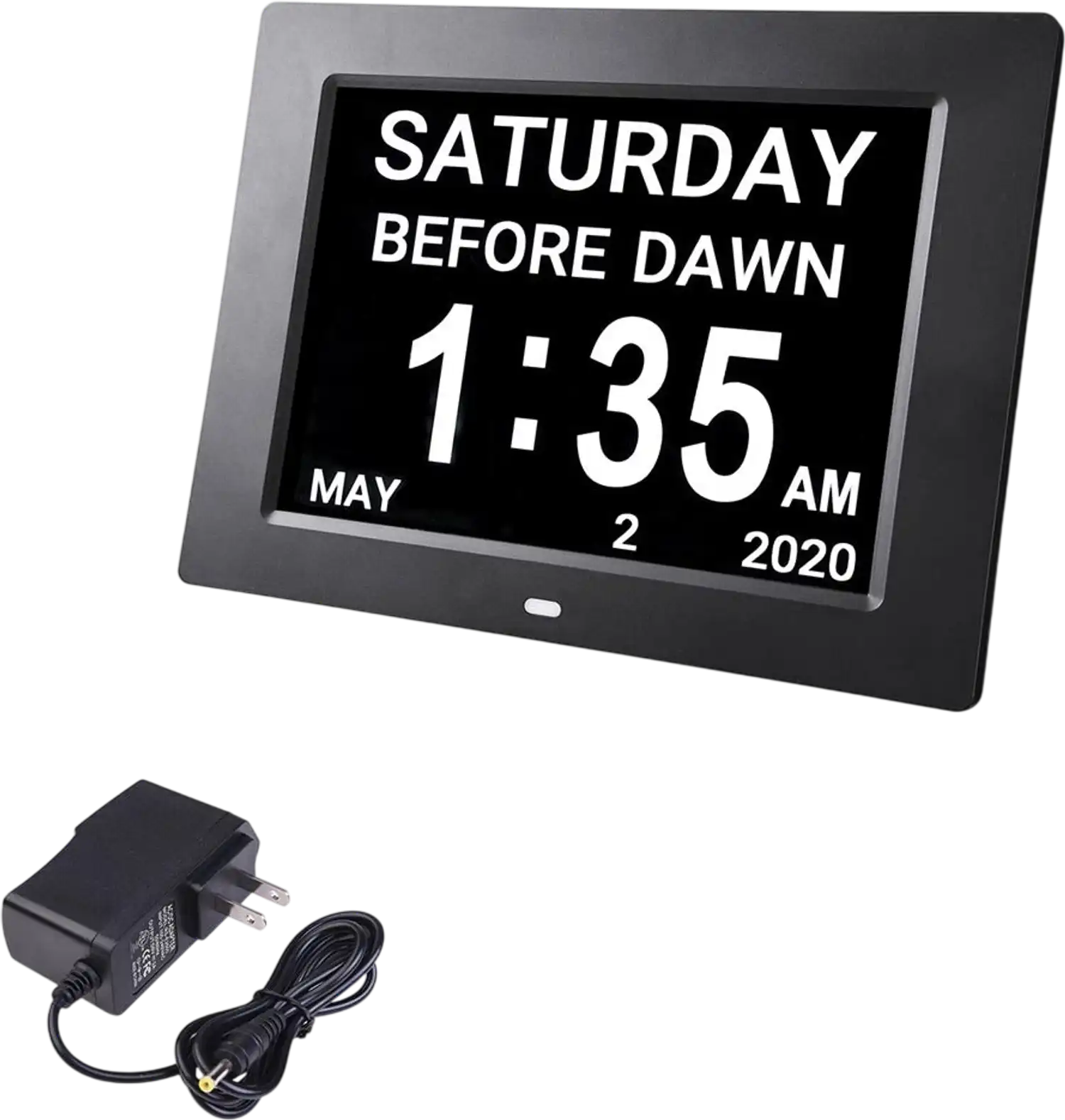 Yescom Digital Calendar Day Clock 8in 6-Alarm Black/White New